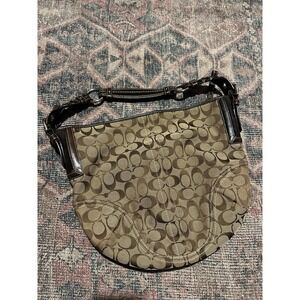 COACH Signature Canvas Brown Leather Hobo Shoulder Bag 6279 One Handle